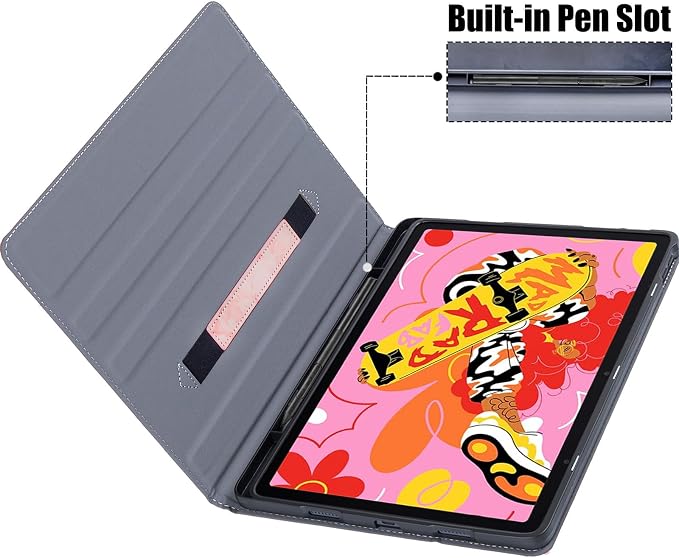 Stand Case for Wacom Movinkpad 11 Tablet Black | PU Leather Protective Coverwith Pen Holder &amp Pocket/Hand Strap Multiple-angles Viewing StandSoft TPU Back Shell