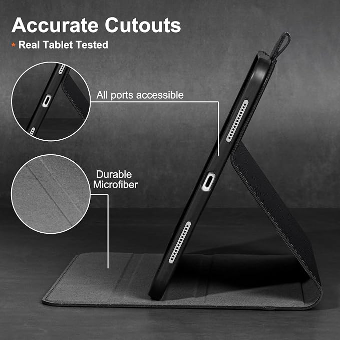Gexmil Leather Case for iPad Pro 13 Inch M5/M4 2025/2024Crocodile Brown | Genuine Leather Cover with Magnetic ClosureSmart Folio Auto Sleep/WakeProtective ShockproofAdjustable Stand