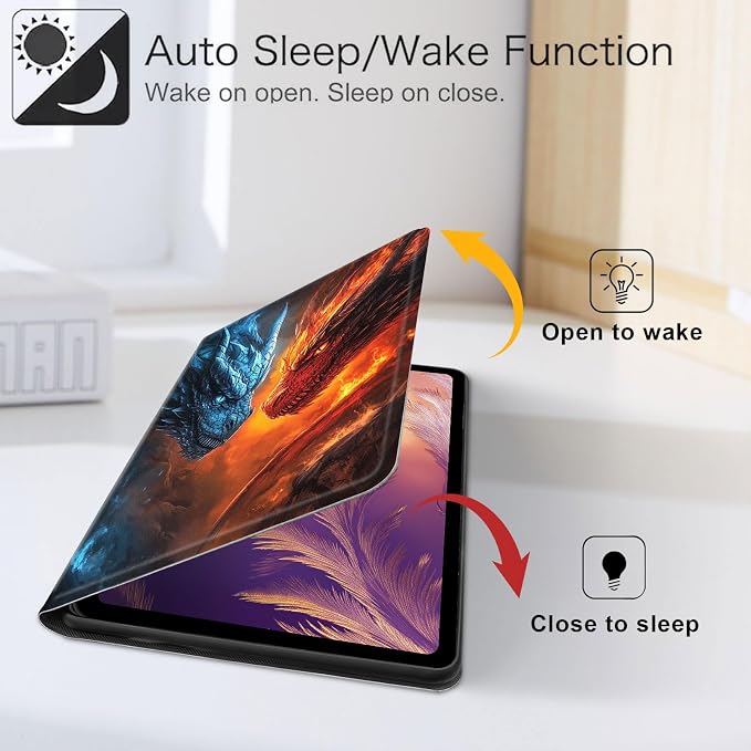 for iPad 11th Generation (A16 2025) 11 / iPad 10th Gen 10.9 2022 Case 360° Rotating PU Leather Stand Cover with Auto Sleep/Wake Shockproof TPU Backl Two Dragons Fighting