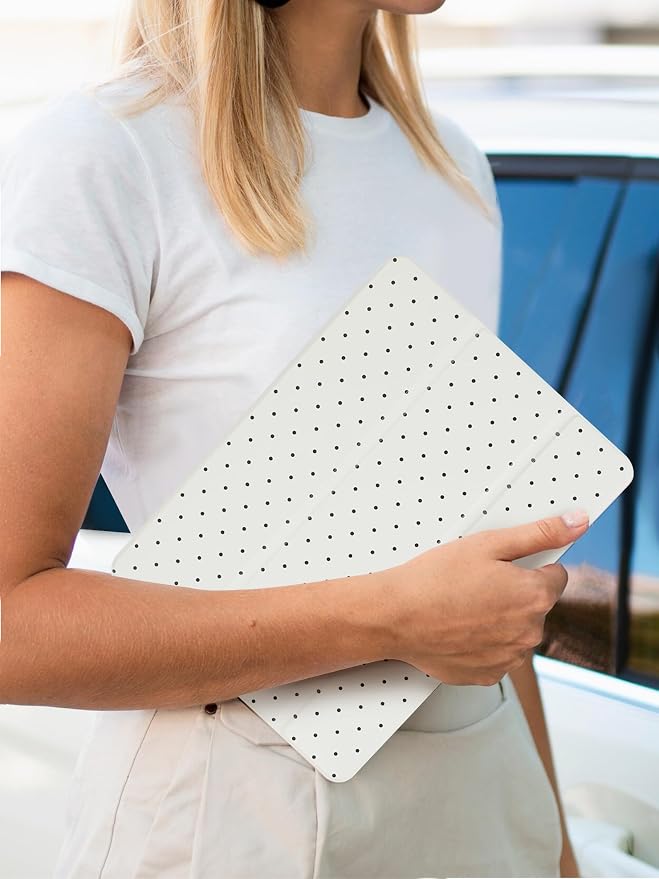 Trifold Stand Case for iPad Air 11 Inch M4/M3/M2 (8th 2026/7th 2025/6th 2024) iPad Air 10.9 Inch 5th/4th Generation (2022/2020) Trendy Cute Polkad Dot Print Aesthetic Pattern Design-Black