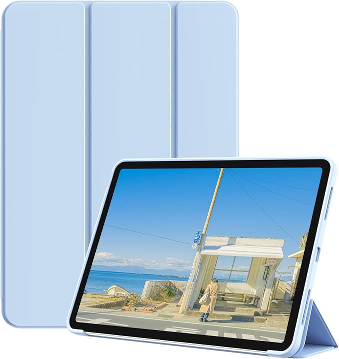 Case for iPad Air 11 Inch M4/M3/M2 iPad Air 5th/4th Gen 10.9 Inch | Soft TPU Back Shell &amp Slim Trifold Stand Cover without Pencil Holder Support Pencil Charging Auto Wake/Sleep Black