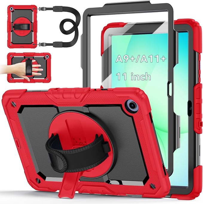 Case for Samsung Galaxy Tab A11+ Plus 11 Inch Ubearkk for Galaxy Tab A9+ Plus Case Full-Body Drop Protection Cover with Screen Protector 360° Rotating Stand and Hand/Shoulder StrapBrightblue