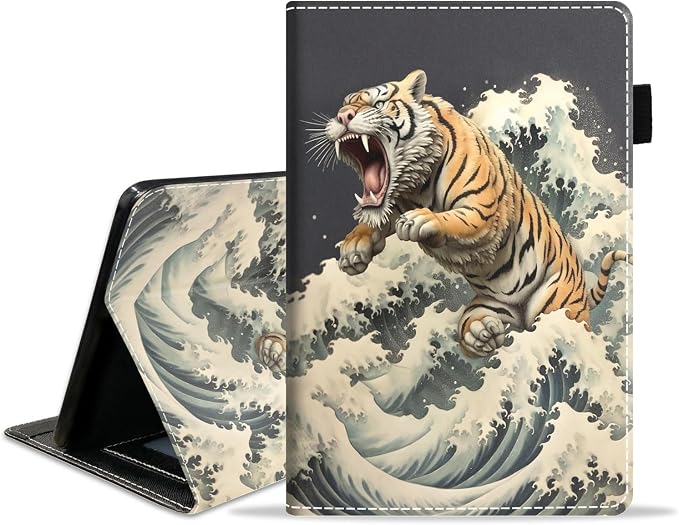 Case for Amazon Kindle Fire 7 Tablet (7 Display 12th Generation 2022 Release) Slim PU Leather Stand Folio Cover with Card Slot &amp Auto Wake Sleep Abstract Paint Butterfly