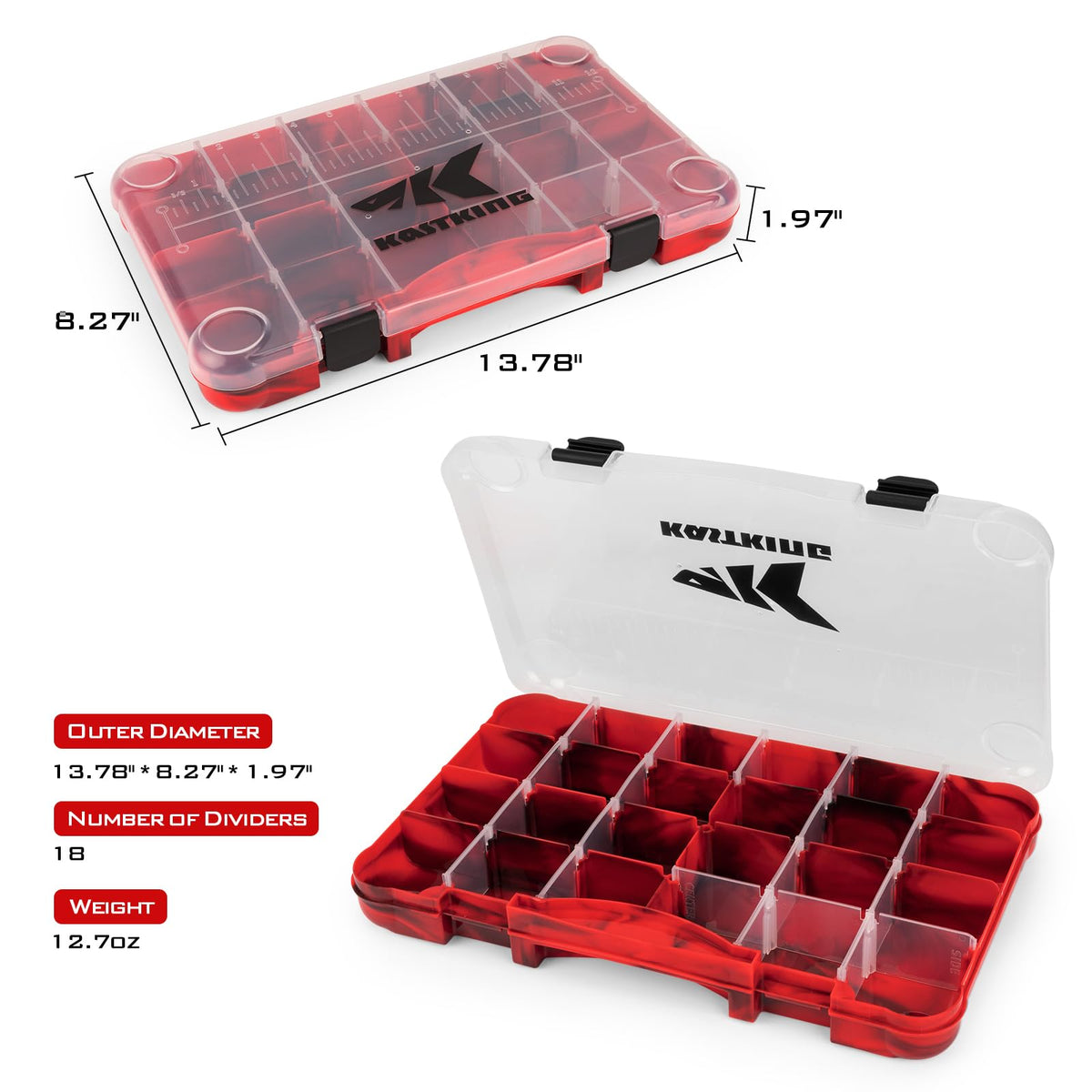 KastKing Bait Vault Camouflage Tackle Box, Plastic Fishing Tackle Box Storage Organizer with Removable Dividers, 4 Packs Tackle Trays Terminal Tackle Storage, Rounded Corner Lure Boxes