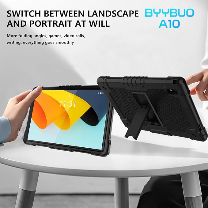 case for BYYBUO SmartPad A10_L 10.1 inch Android Tablet Shockproof Kids Friendly Protective Case+Shoulder Strap Kickstand for BYYBUO SmartPad A10 10.1 inch Tablet (Black)