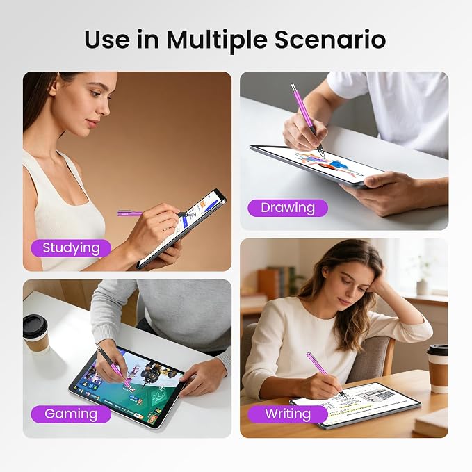 MEKO Stylus Pen for Touchscreen 2-in-1 Universal Stylus 6Pcs | MEKO 1st Gen Stylus Fiber &amp Disc Tips High Precision Work for iPad iPhone Android Tablets All Touch Screens-Black