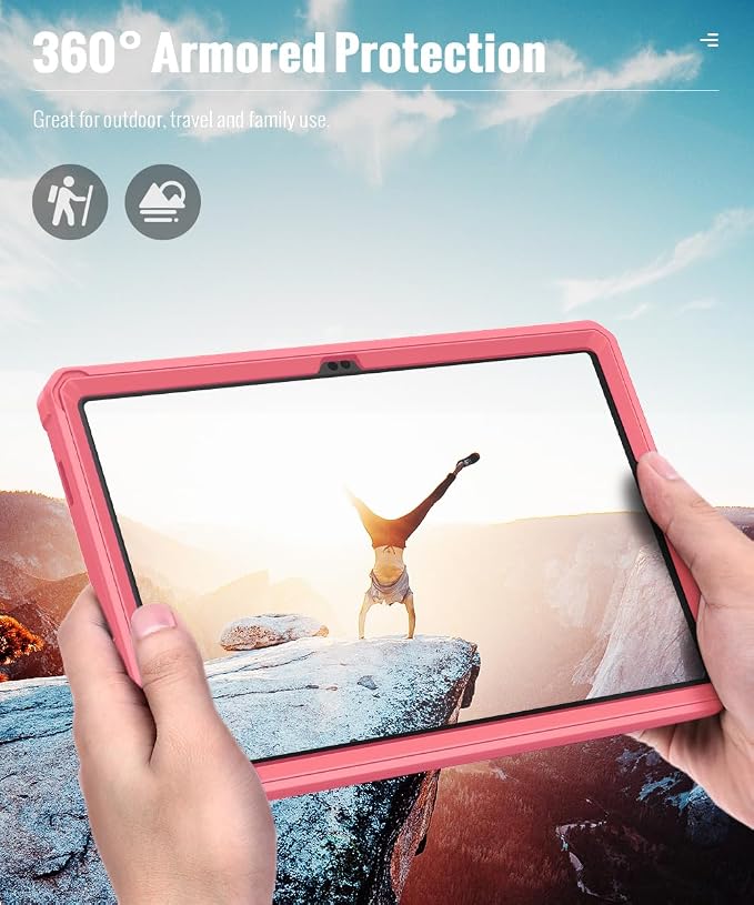 MoKo Shockproof Case Fit Samsung Galaxy Tab A11+ Plus/ A9+ 11 Inch | Full Body Rugged Stand Back Cover with Built-in Screen Protector for Galaxy Tab A11+/ A9+ Tablet Light Gray