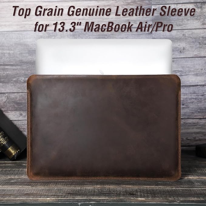 Top Grain Leather 12.9 Tablet Sleeve Slim Protector Vintage Design Fully Handmade Compatible with 12.9 iPad Pro 3/4/5/6 Gen Fits A2233 A2069 A2378 A2379 A2461 A2462 Coffee 12.9 Inch