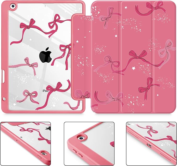Tuiklol for iPad 10.2 inch 9th / 8th / 7th Gen 2021 2020 2019 Release Case | Built in Pencil Holder - TPU Protection Trifold Stand Stand Clear Back Tablet Cover With Auto Wake/Sleep Blue berries