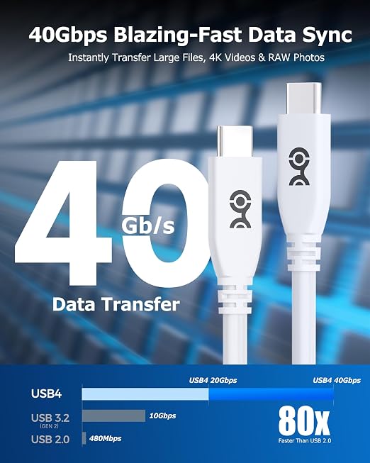 Cable Matters 40Gbps USB4 Cable 1ft Black | [8K@60Hz / 4K@240Hz Video 240W Charging 40Gbps Data] USB 4 Cable Compatible with Thunderbolt 4 MacBook XPS Surface Pro