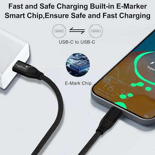 Twozoh USB C to USB C 3.2 Gen 2 Cable 20Gbps Data Transfer 100W PD Fast Charging 4K Video Output Monitor Cord (10FT Grey) 2-Pack