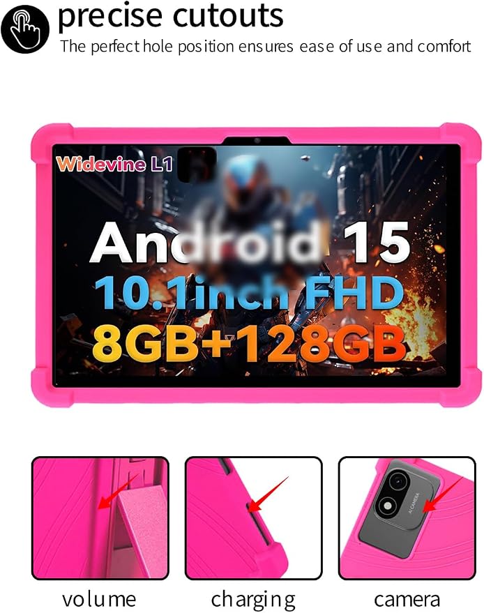 for Headwolf W6 10.1 Inch Tablet CaseBOVUGAC Soft Silicone Adjustable Stand Shockproof Kids Friendly for Headwolf W6 10.1 Tablet(Black)
