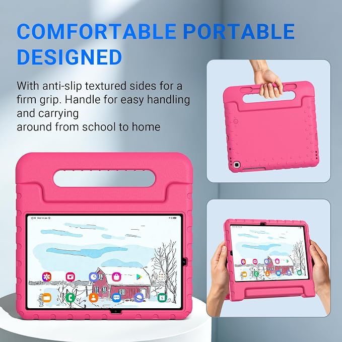 Kids Case for Samsung Galaxy Tab S6 Lite 10.4 Inch with S Pen Holder Black | Fits 2024/2020/2022 Released Shockproof EVA Lightweight Foldable Handle Stand Washable Kids-Friendly