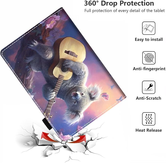 Case for Amazon Kindle Fire HD 8/Fire HD 8 Plus Tablet (12th/10th Generation 2024/2022/2020 Release) - PU Leather Folio Cover with Smart Auto Wake/Sleep Bald Eagle