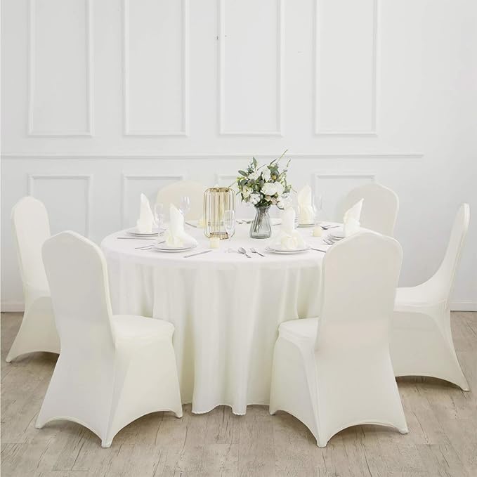 6 Pack Ivory Round Tablecloths 70 Inches Table Cloth Stain and Wrinkle Resistant Washable Polyester Table Cover Fabric for Party, Wedding,Dining,and Banquet Decoration