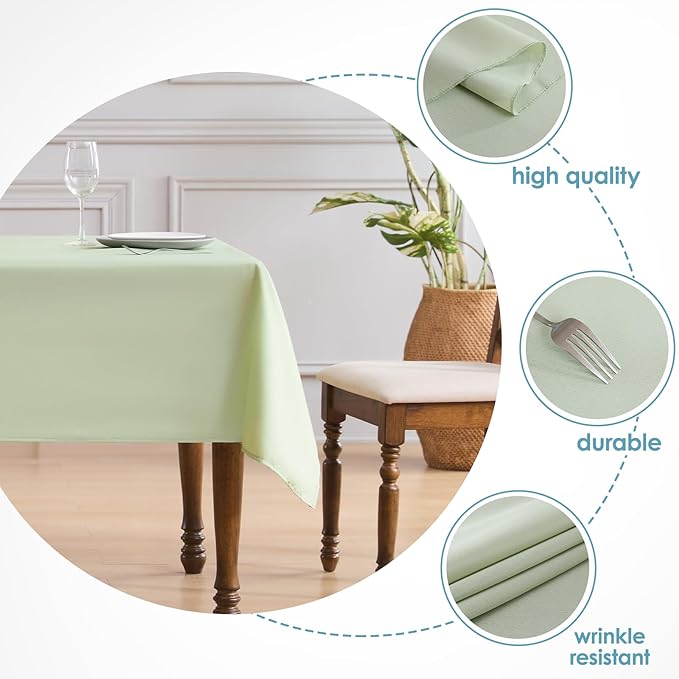 VidaFete 1 Pack Tablecloth 60 * 120inch Rectangle Table Cloth Polyester, Stain Wrinkle Resistant Polyester Dining Table Cover for Kitchen Dinning Party Wedding Tabletop Buffet Decoration(Sagegreen)