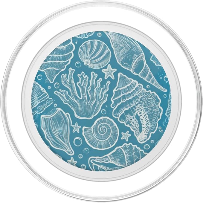 Aqua Seashell Coral Pattern PopSockets PopGrip for MagSafe