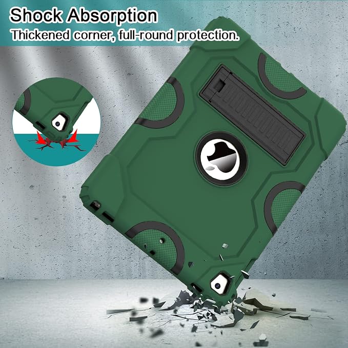 ZoneFoker Case for iPad 6th/5th Generation (9.7 Inch 2018/2017 Model) iPad Air 2 / 1st iPad Pro 9.7 Heavy Duty Shockproof Rugged Protective Case Alpine Green