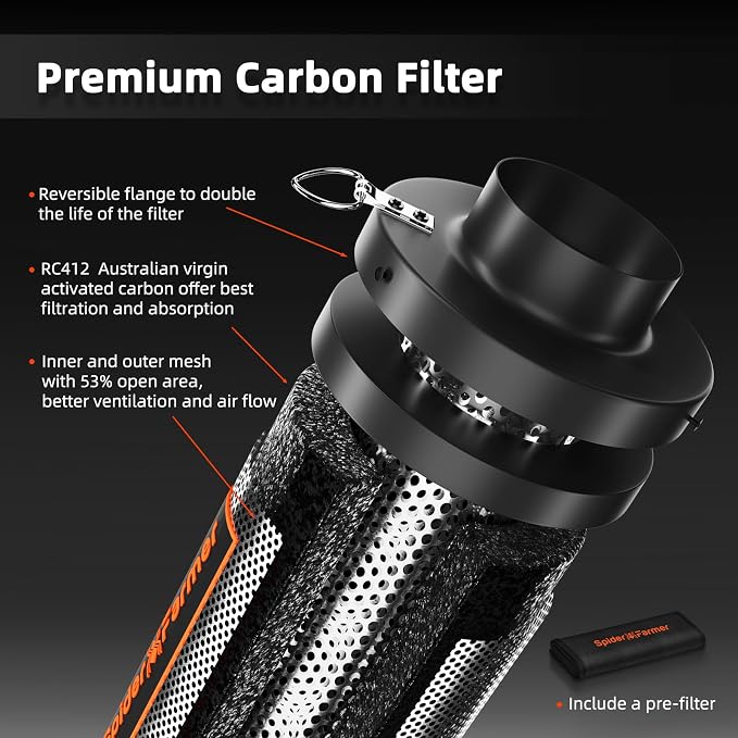 Spider Farmer Air Filtration Kit 4 Inch, Inline Duct Fan