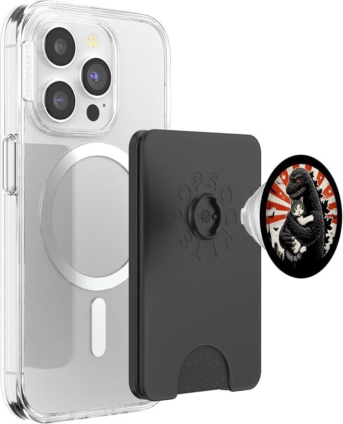 Black Red Monster Cat PopSockets PopWallet for MagSafe