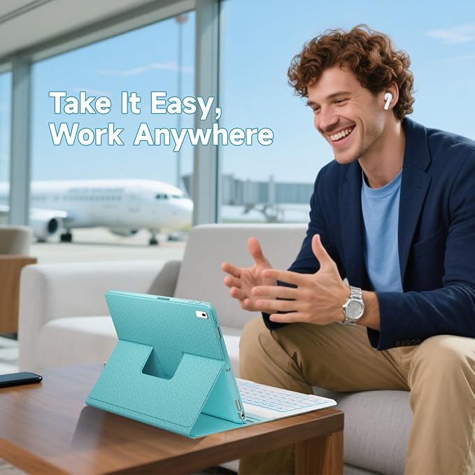 BLUTLOTUS Keyboard case for iPad 9th/8th/7th Generation 10.2 Inch - Backlit Wireless Detachable Folio Keyboard Cover with Pencil Holder for iPad 9th/8th/7th Gen Air 3rd Generation 10.5 Inch