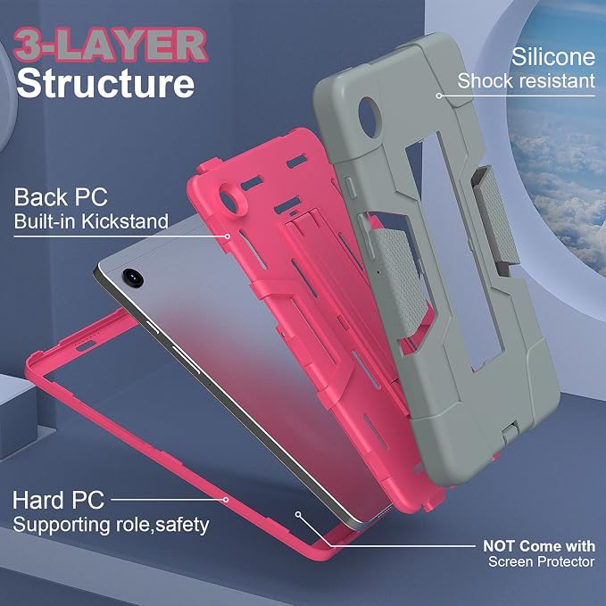 case for Galaxy Tab A9 8.7 2023 Case Hard PC Soft Silicone Kickstand Rugged Heavy Duty High Impact Protective Case for Samsung Galaxy Tab A9 8.7 Inch 2023 SM-X110 SM-X115 Black