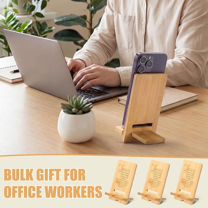 Ripeng 30 Pcs Employee Appreciation Gifts Bulk Bamboo Phone Stand for Desk Office Workers Inspiration Thank You Gift for Team Coworkers Staff Volunteer Nurse Teacher Colleagues Gratitude (Inspiration)