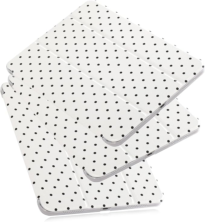 for iPad Air 11-inch M4 2026 M3 2025 M2 2024 iPad Air 5th 2022 / 4th Gen 2020 10.9-inch Slim Foldable Stand Hard PC Translucent Back Shell Smart Cover - [Auto Wake/Sleep]-Black Polka dots