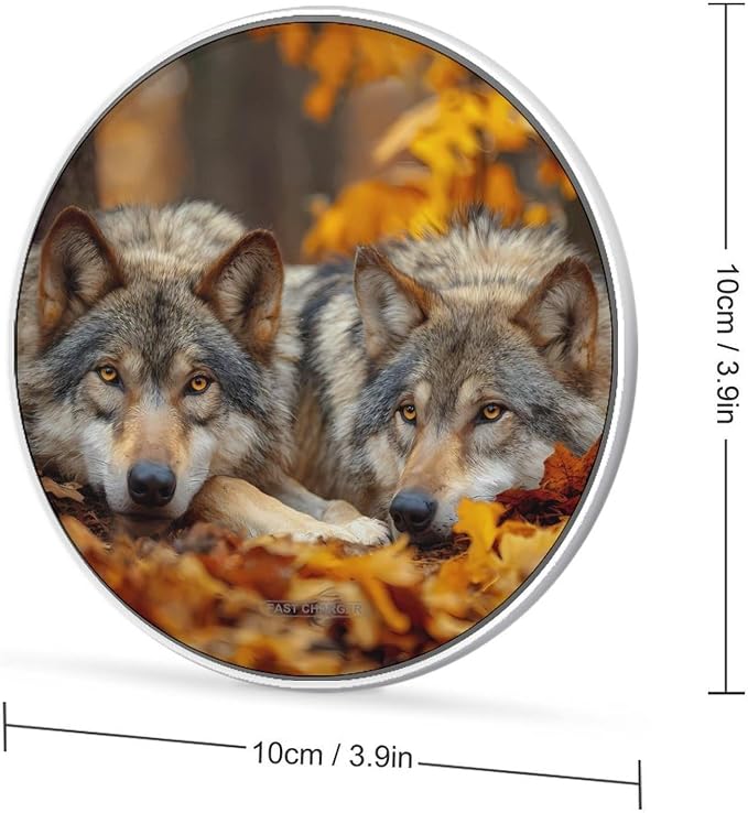 Autumn Wolf Wireless Charger SlimWireless Charging Pad Anti-Slip Charger Mat for Men Women