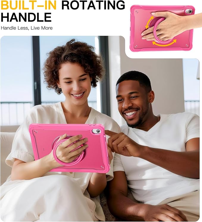 BRAECN for iPad (A16) 11th/10th Generation Case 11 inch 2025/10.9'' 2022 Handle Protective Cover 360 Rotating Ring Stand Shockproof Dropproof Case for Kids Kickstand &amp Pencil Holder &amp Shoulde