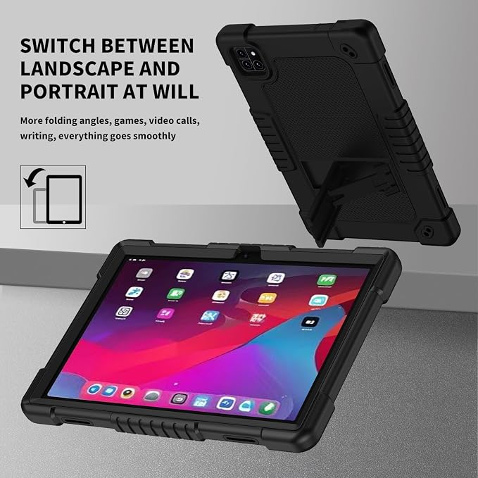 for Callsky-Tab Cpad 10 Tablet 10.1 inch Case with 2 Pcs Screen ProtectorHeavy Duty Shockproof Stand Shoulder Strap Case for Callsky-Tab Ctab 10/Callsky-Tab Cpad 10 Tablet (Black)