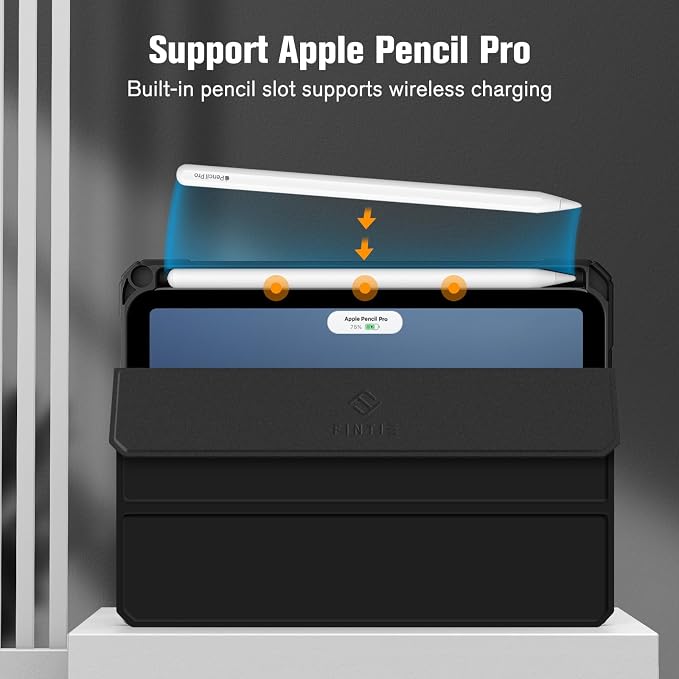 Fintie Clear Case for iPad mini 7th Generation (A17 Pro) / mini 6 8.3 | Slim Hybrid Shockproof Hard PC Back Cover Pencil Holder Viewing &amp Typing Angles Auto Sleep/Wake Black