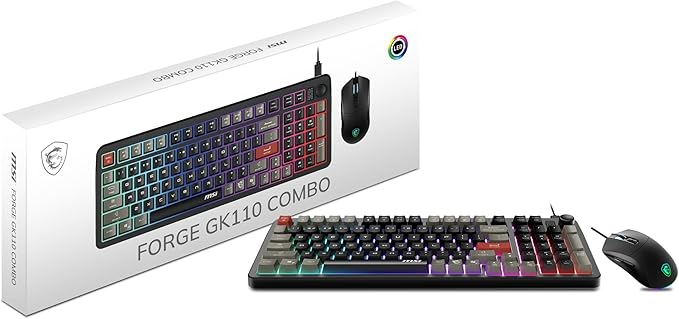 MSI Forge GK110 Combo US – Gaming RGB Keyboard & Mouse Set, 26-Key Anti-Ghosting, 12800 DPI Optical Sensor
