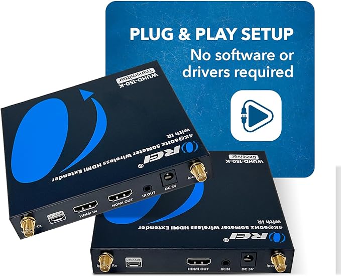 OREI Wireless HDMI Extender Transmitter & Receiver Dongle UtraHD 5.1-5.2 Ghz Up to 4K @ 60Hz - Upto 150 Feet - Perfect for Streaming from Laptop, PC, Cable, Netflix, YouTube, PS4 to HDTV/Projector
