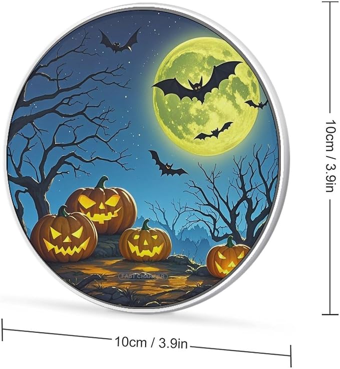 Strange Night Wireless Charger Portable 10W Fast Wireless Charging Pad Compatible with Phone Ultra-Thin Charging Station Lightweight Charger Mat for Travel Home Office Desk