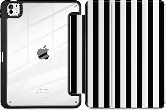 DONGKE for iPad Pro 11-Inch Case (M5 2025 / M4 2024) 6th/5th Generation [Auto Sleep/Wake &amp Pencil Pro Holder] Clear Acrylic Back Smart Trifold Stand Cover Bear &amp Cherry