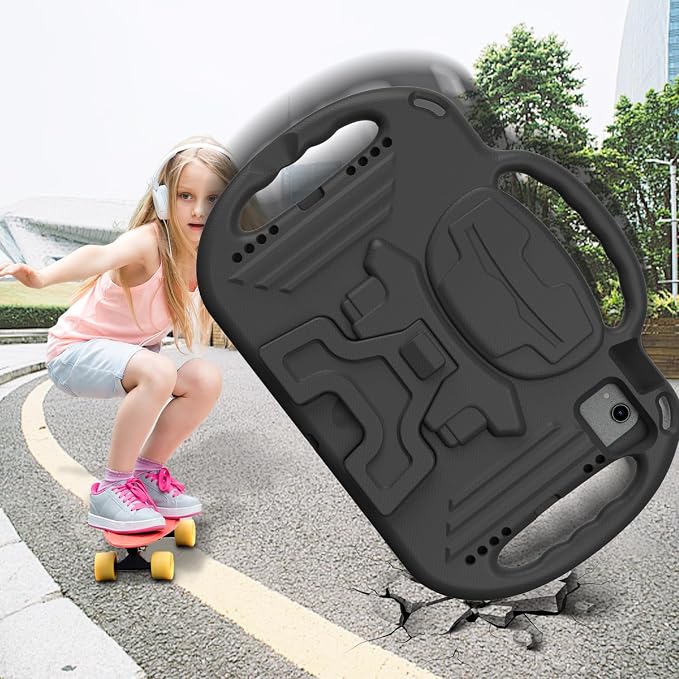 AVAWO Kids Case for iPad (A16) 11th Generation 11 Inch 2025 iPad 10th Generation 10.9 2022 Shockproof Rugged Protective Cover with Shoulder Strap/Handles/Kickstand for i Pad 10/11 Gen Black