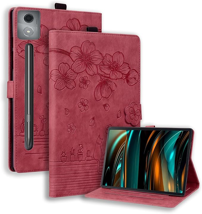 Case for Honor MagicPad 3 Pro 12.3 12.3 2026Multi-Angle Viewing PU Leather Folio Stand Cover with Pencil HolderShockproof Protective Case for Honor MagicPad 3 Pro 12.3 2026Rose Red