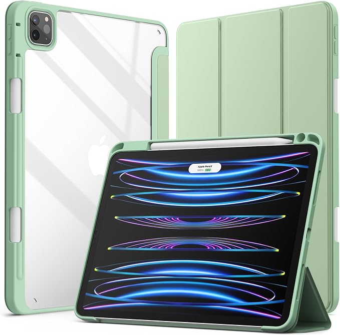 JETech Case Cover for iPad Pro 11 4/3/2/1 Black | For 2022/2021/2020/2018 Model Clear Back Pencil Holder Slim Shockproof Tri-Fold Stand Auto Wake/Sleep