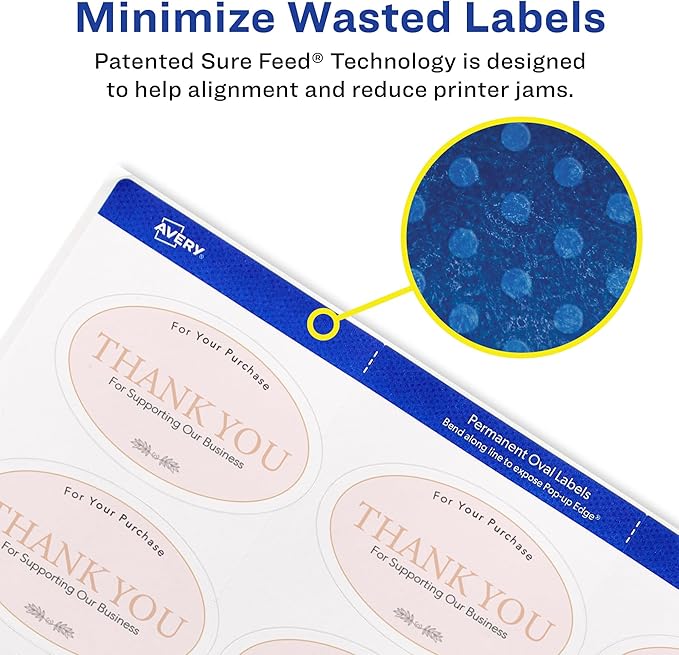 Avery Printable Blank Oval Labels, 1.5" x 2.5", Matte White, 450 Customizable Labels (22564)