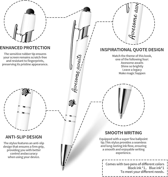 Premium Hardcover Executive Notebook and Pen Set - A5 Journal Notebook 192 Line Pages, 2 Smooth-Writing Ballpoint Pens, Arrow Sticky Notes - For Office & School Supplies Letter M Floral Design Brown