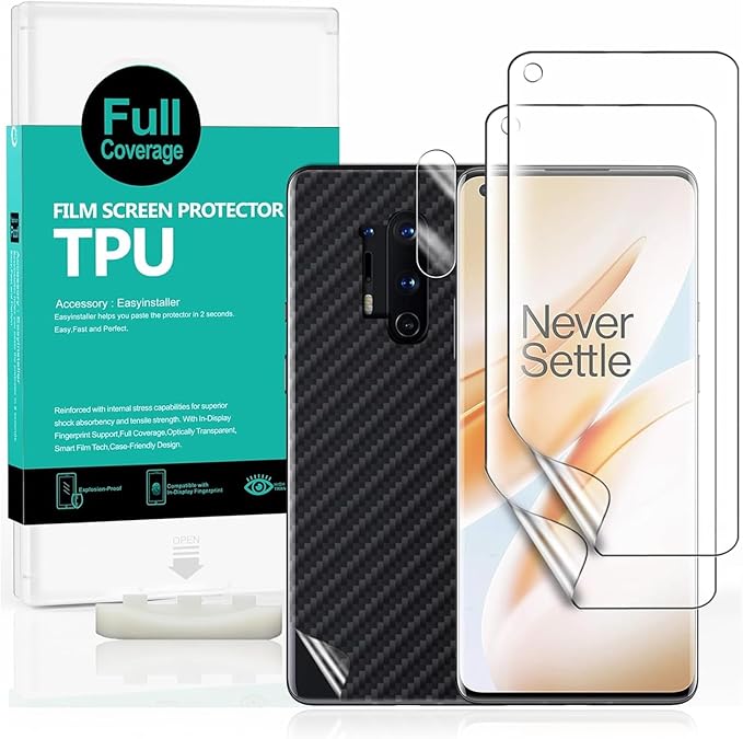 Ibywind For OnePlus 8 (2 Pcs) Screen ProtectorFlexible TPU FilmWith 1Pc Camera Lens Protector1Pc Back FilmBubble Free[Easy to install]