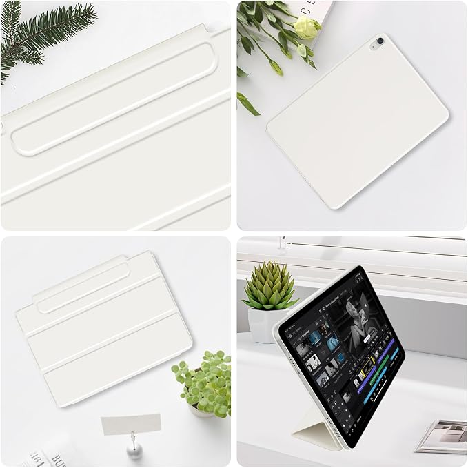 for iPad Air 13 inch M4/M3/M2 Case (2026/2025/2024Model A3268/A3269/A3271) Auto Sleep/Wake and Magnetic Closure Slim Trifold Stand Case PU Leather Cover Support Apple Pencil Pro Black