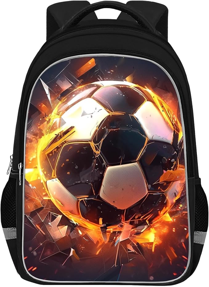 School Backpack for Boys - Soccer Boys Backpack for Kids Children Teens Elementary Middle School - Students Bag for Ages 6-18,17″Bookbag Multifunctional Large Capacity