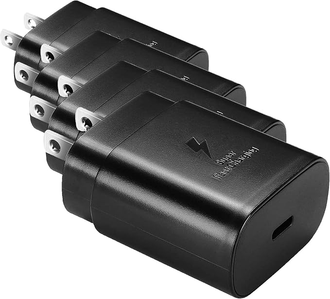 SAMSUNG 25W USB-C Super Fast Charging Wall Charger - Black (US Version with Warranty) (Pack of 4)