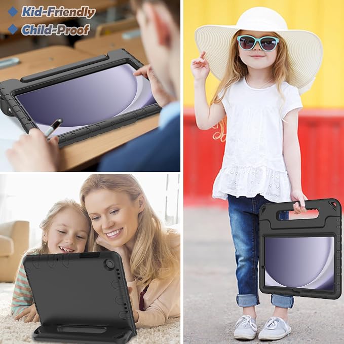 LTROP Shockproof Lightweight Convertible Handle Stand Case for Samsung Galaxy Tab A11 Plus 2025 / A9 Plus 11 Inch 2023 with Built-in Screen Protector Galaxy Tab A11+ / A9+ Case for Kids Black