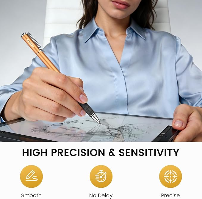 MEKO Stylus Pen for Touchscreen 2-in-1 Universal Stylus 6Pcs | MEKO 1st Gen Stylus Fiber &amp Disc Tips High Precision Work for iPad iPhone Android Tablets All Touch Screens-Black