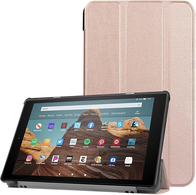 Tablet Cover for Amazon Kindle Fire HD10 7th 9th Generation(2017/2019 Release) Ultra Slim Folio Stand Lightweight Leather Case for Kindle Fire HD 10 7th 9th Gen 10.1 (KST-Dark Blue)