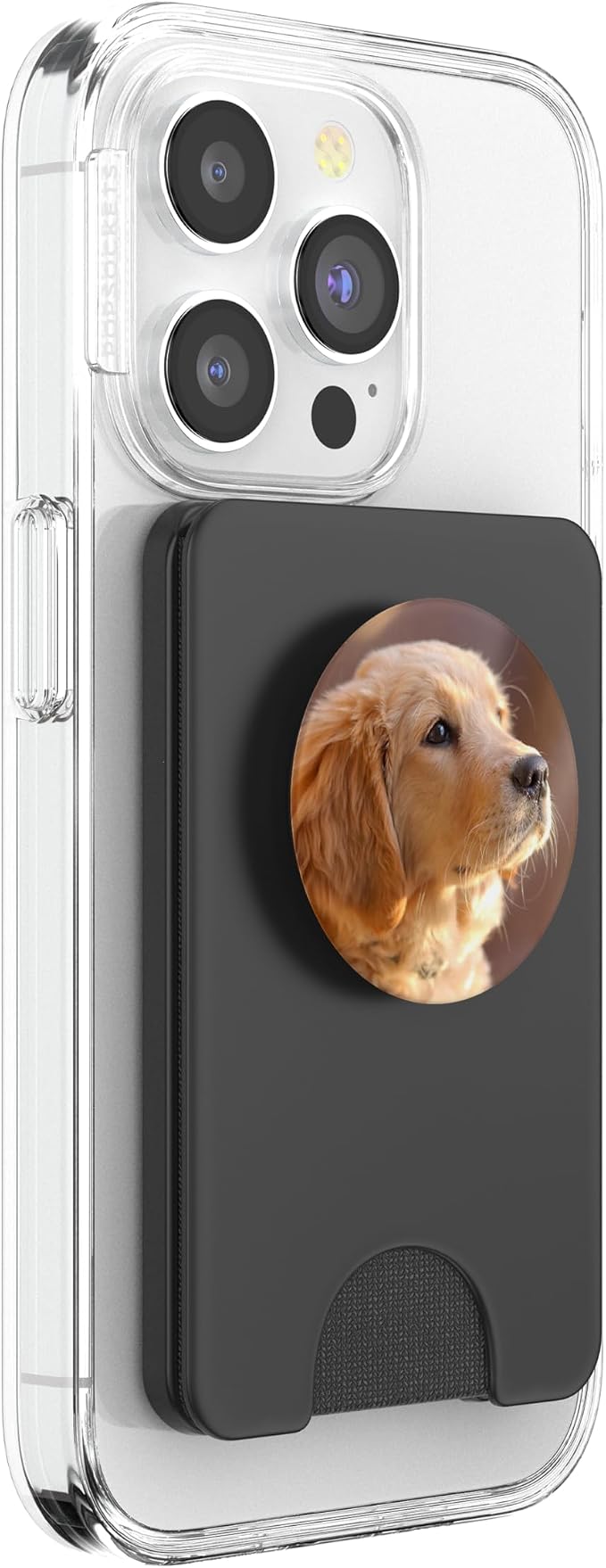 Nikitea Golden Retriever Puppy PopSocket Adhesive PopGrip - Cell Phone Grip Stand - Black - Animal Print - Compatible with Most Phones Tablets and Cases