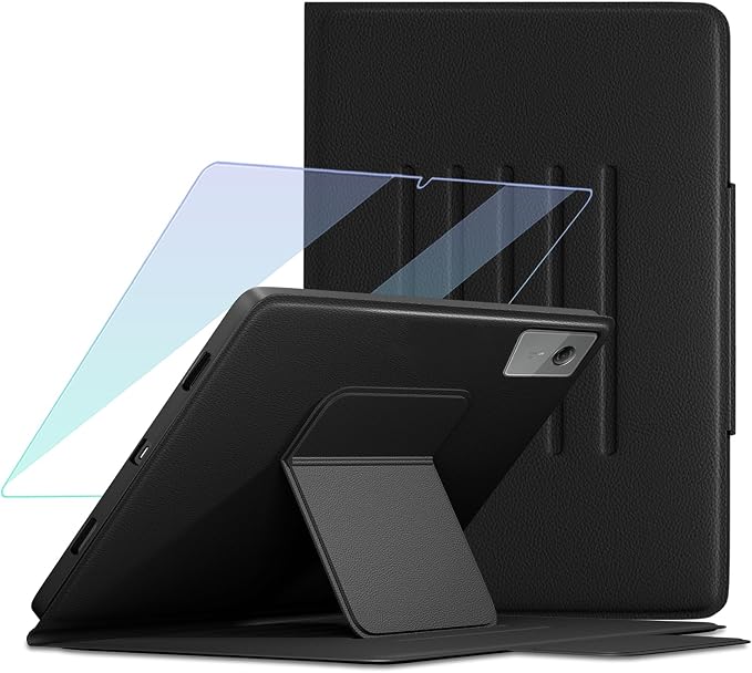 Case for Lenovo Idea Tab 11'' / M11 (TB336FU/TB330FU) 11 Inch 2025/2024 with Screen Protector Adjustable Angles Stand Back Cover Shockproof Premium PU Leather Case (Black)